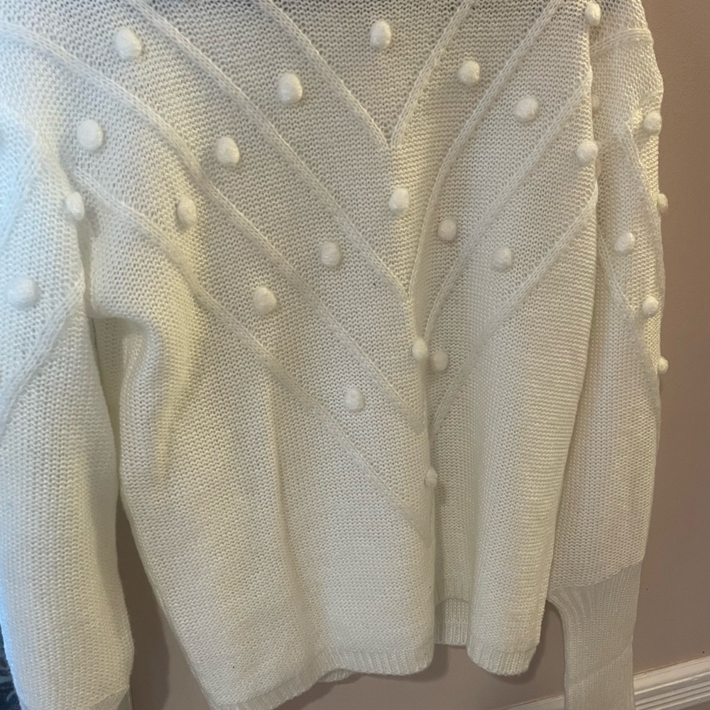 White Sweater with Textured Design